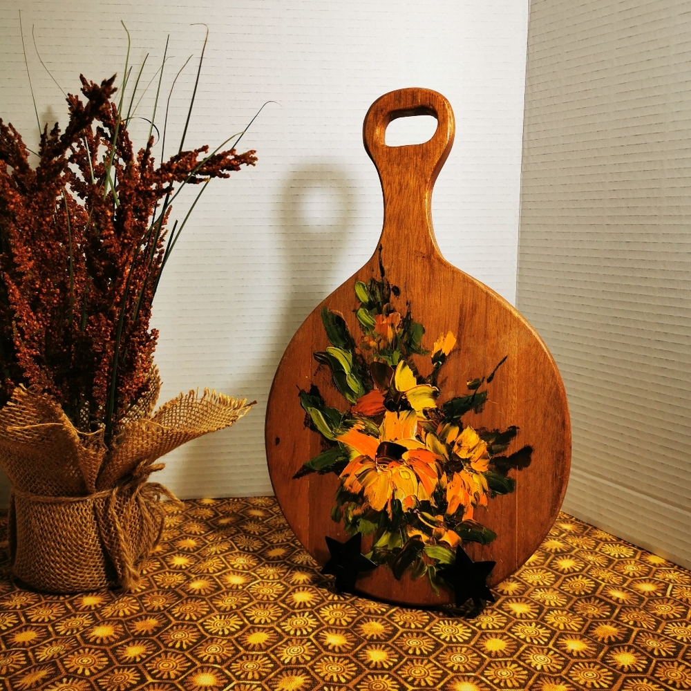 Vintage Sunflower Wooden Art Piece